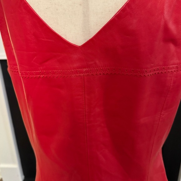 ❤️ Dana Buchman 100% Lambskin Red Leather Tank Top (Size 14) - Picture 6 of 12